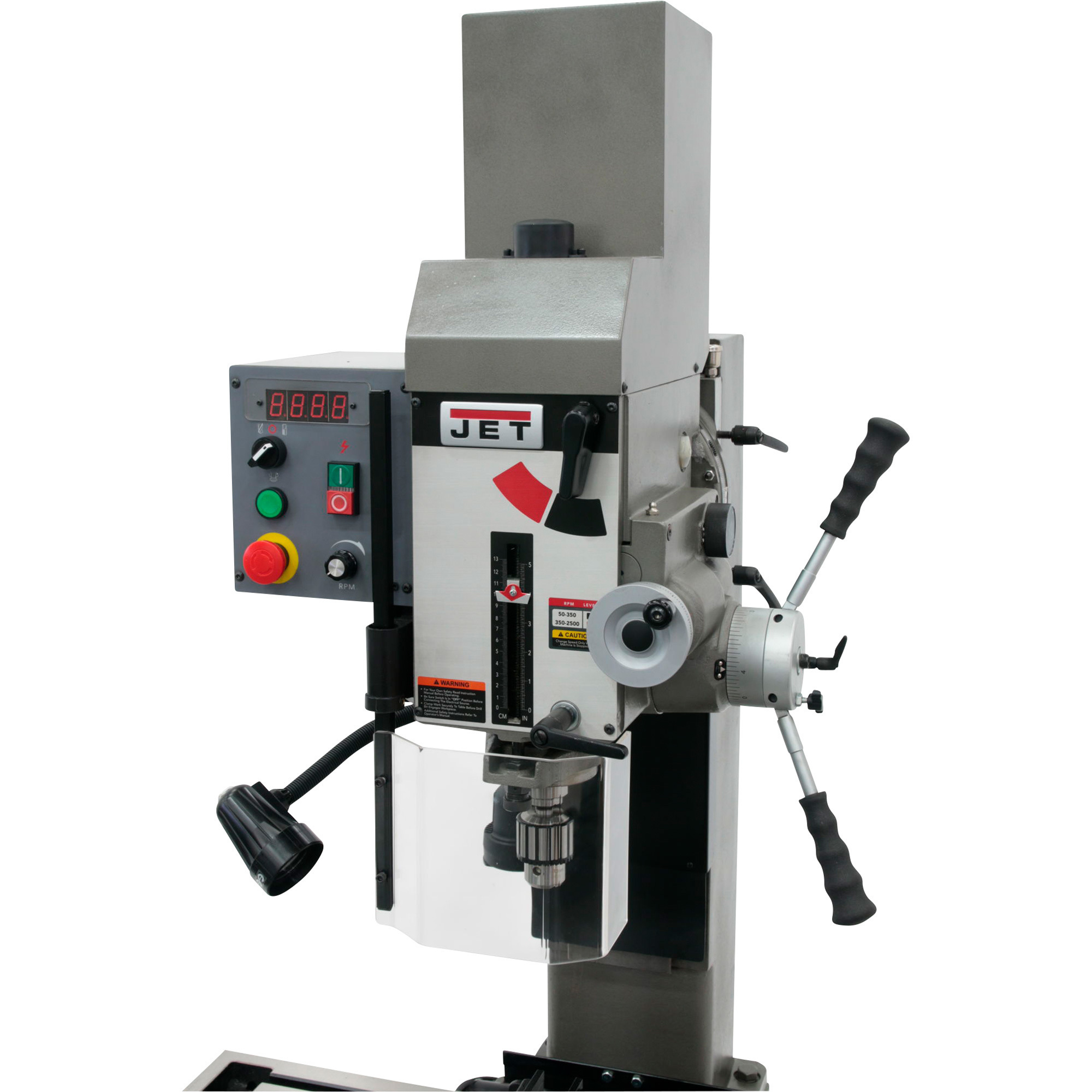 JET Variable Speed Geared Head Square Column Mill/Drill with Power Downfeed, 1 1/2 HP, 115/230V, Model# JMD-45VSPFT